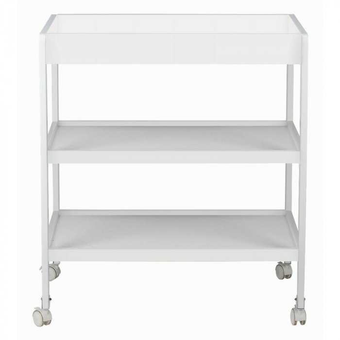 Masuta de infasat, FreeON, Mila, Din lemn, Cu 4 roti pentru transport facil, Cu 3 suprafete de depozitare, 76x54x86 cm, White [2]