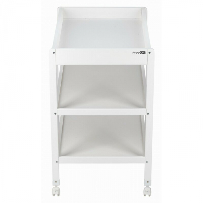 Masuta de infasat, FreeON, Mila, Din lemn, Cu 4 roti pentru transport facil, Cu 3 suprafete de depozitare, 76x54x86 cm, White [5]