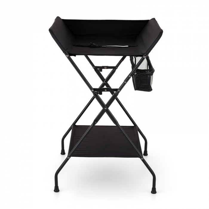 Masuta pentru infasat si schimbat scutece, Feedo, Multifunctionala, Pliabila, Cu raft pentru depozitare si compartiment lateral, Realizata din fier, panza si in, 80.5 x 67 x 102.5 cm, Negru [3]