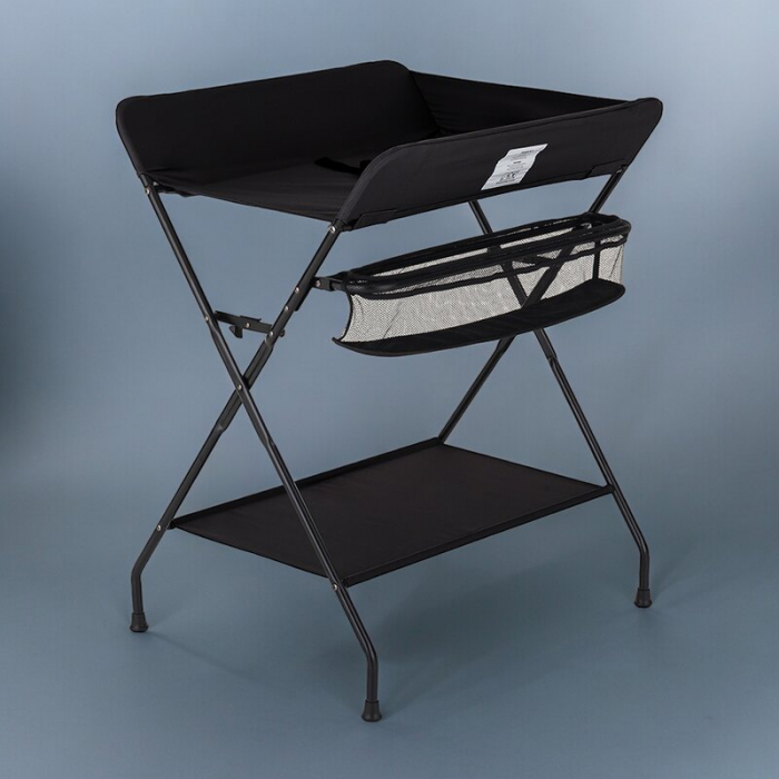 Masuta pentru infasat si schimbat scutece, Feedo, Multifunctionala, Pliabila, Cu raft pentru depozitare si compartiment lateral, Realizata din fier, panza si in, 80.5 x 67 x 102.5 cm, Negru [6]
