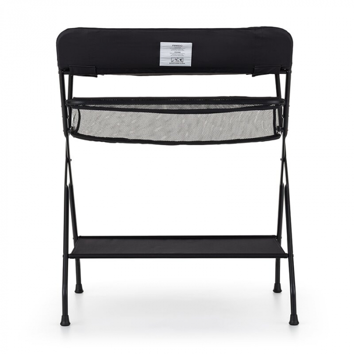 Masuta pentru infasat si schimbat scutece, Feedo, Multifunctionala, Pliabila, Cu raft pentru depozitare si compartiment lateral, Realizata din fier, panza si in, 80.5 x 67 x 102.5 cm, Negru [2]