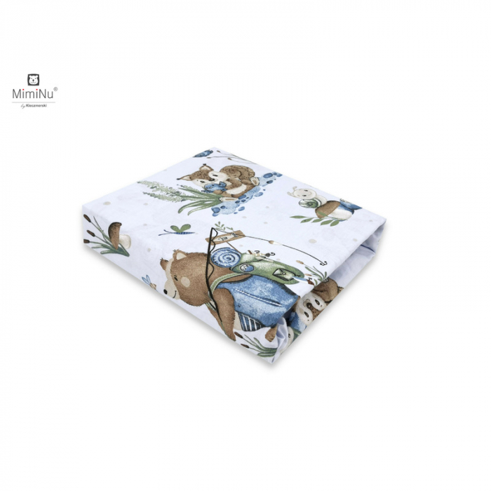 Cearceaf cu elastic pentru pat 160x80 cm, Din bumbac, Design, Let's Go Blue [2]
