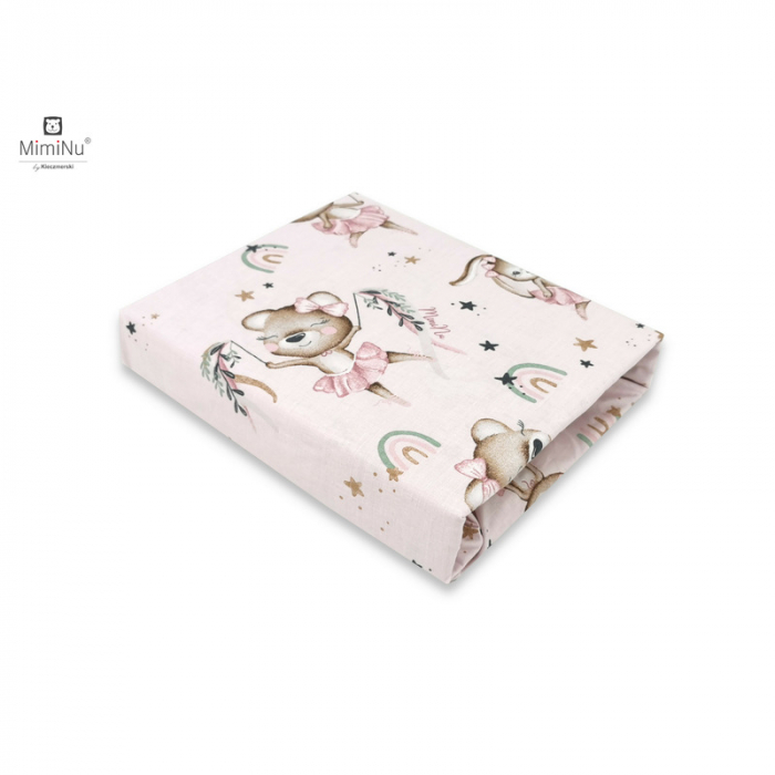 Cearceaf cu elastic pentru pat 160x80 cm, Din bumbac, Design, Little Ballerina Pink [2]