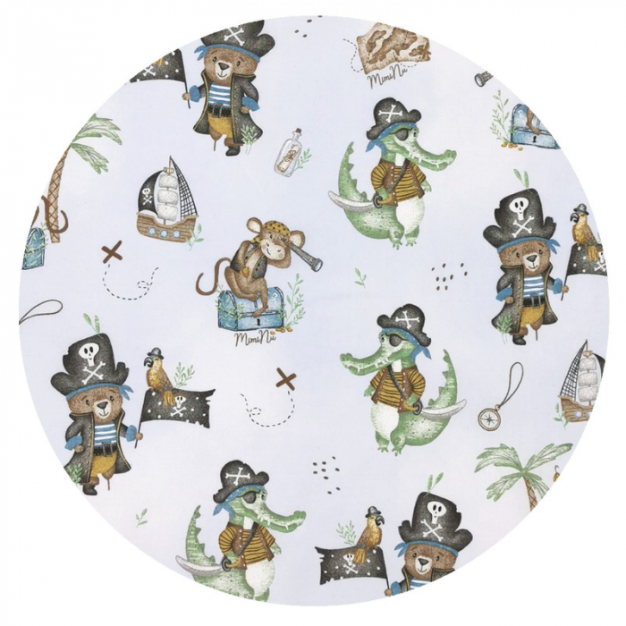 Miminu - Cearceaf cu elastic, Din bumbac certificat Oeko Tex Standard 100, Pentru pat 160x80 cm, Design, Pirates Blue [3]