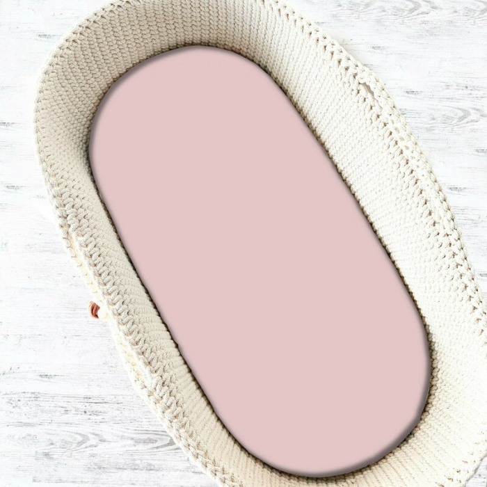 Cearceaf cu elastic pentru landou, carucior si cosulet, Dimensiune 80x35 cm, Din bumbac , Royal Powder Pink [1]