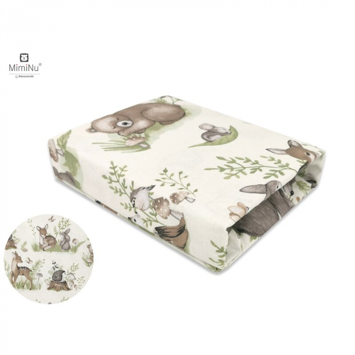 Cearceaf cu elastic pentru patut 120X60 cm, Din bumbac , Design, Calm Forest Natural [1]