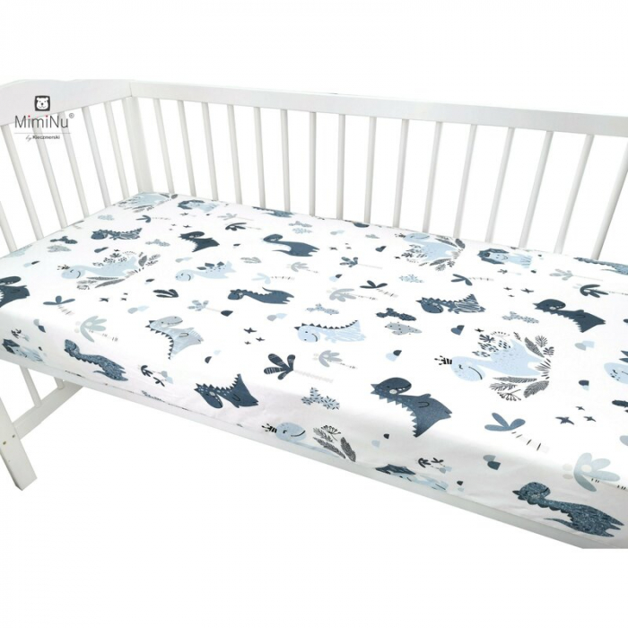 Cearceaf cu elastic pentru patut 140X70 cm, Din bumbac , Dino Granat [3]