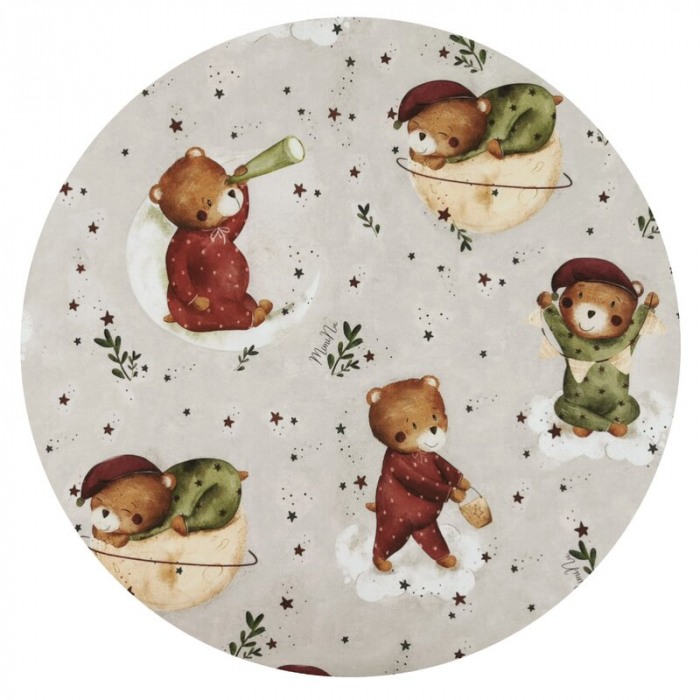 MimiNu - Cearceaf cu elastic pentru patut 140X70 cm, Din bumbac certificat Oeko Tex Standard 100, Teddy Bear On Moon [3]