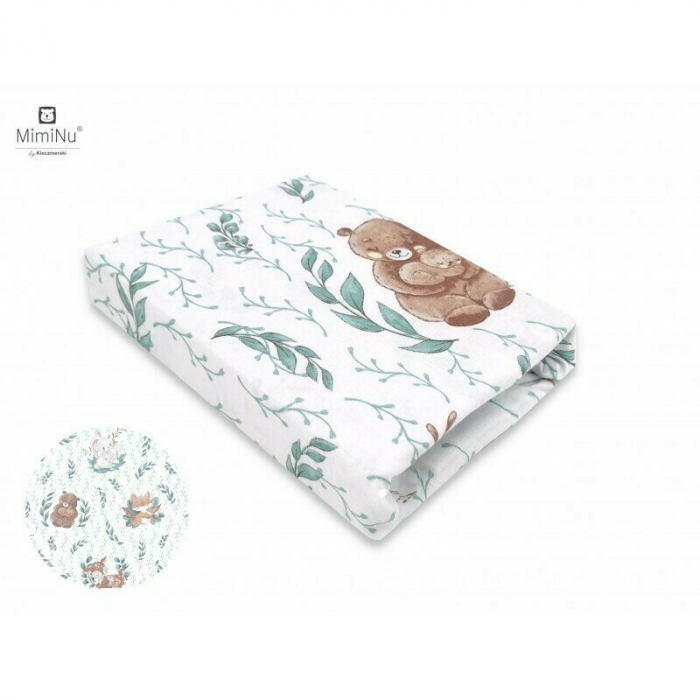 MimiNu - Cearceaf cu elastic pentru patut co-sleeper, Luna, Dimensiune 84.5 x 50.5 cm, Din bumbac certificat Oeko Tex Standard 100, Lulu Natural [1]