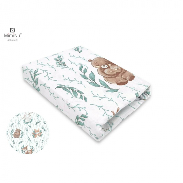 Miminu - Cearceaf cu elastic pentru patut leagan sau patut co-sleeper, Dimensiune 90x40 cm, Din bumbac certificat Oeko Tex Standard 100, Lulu Natural [1]