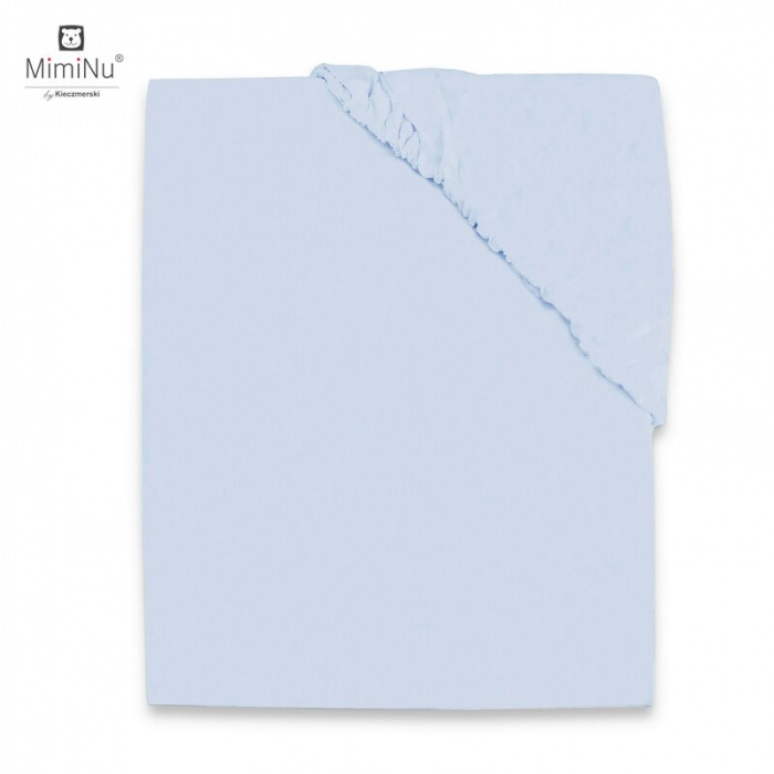 MimiNu - Cearceaf Jerse cu elastic, Pentru patut de dimensiunea 140X70 cm, Material certificat Oeko Tex Standard 100, Light Blue [1]