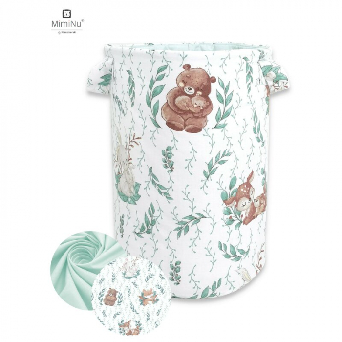 MimiNu - Cos rotund pentru depozitare jucarii, Din bumbac certificat Oeko Tex Standard 100, Cu manere, 50x35 cm, Lulu Natural [1]