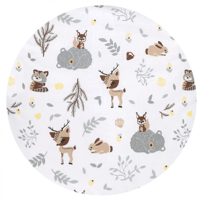 Cosulet bebelus Baby Cocoon 75x55 cm, Husa 100% bumbac , Velvet Forest friends Grey/Beige [4]