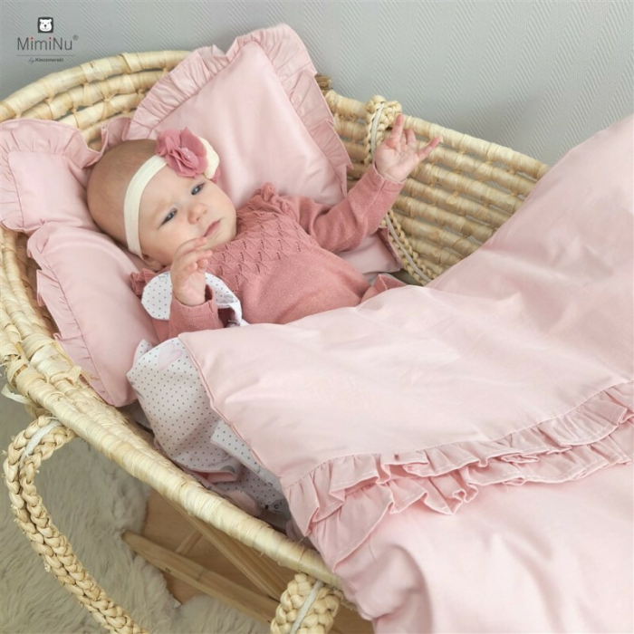 MimiNu - Halat de baie cu urechi 6 - 24 luni Moale, Cu volanase, Cu buzunare, Cu cordon, Din bumbac si thermo fleece, Materiale certificate Oeko Tex Standard 100, Colectia Royal, Powder Pink [2]
