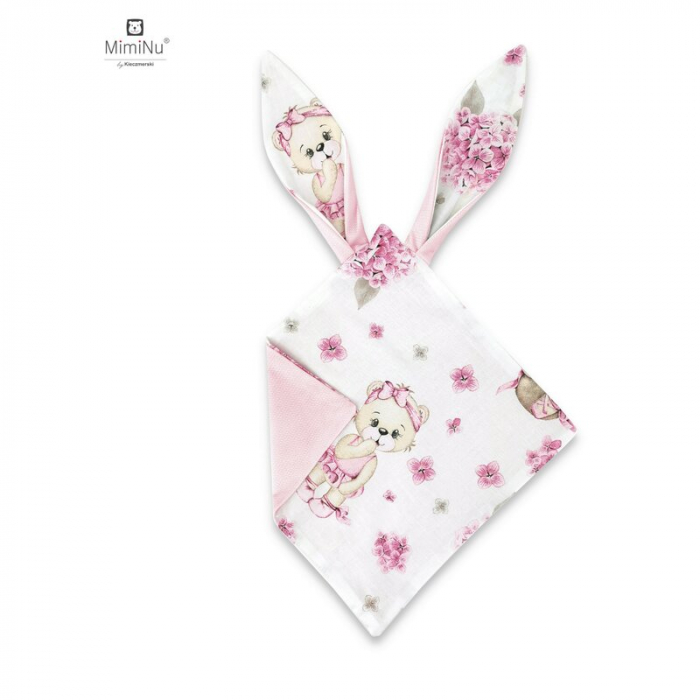 MimiNu - Jucarie textila senzoriala, Moale, Cu doua fete, 30 x 30 cm, Din catifea si bumbac, Materiale certificate Oeko Tex Standard 100, Design, Pink Ballerina [1]