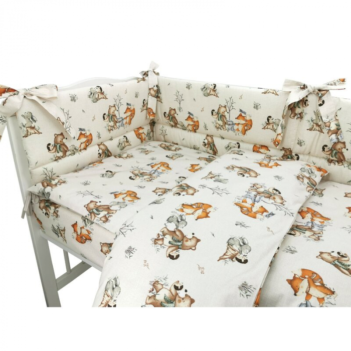 MimiNu - Lenjerie patut 3 piese, Cu protectie laterala, Din bumbac certificat Oeko Tex Standard 100, Pentru patut 120x60 cm, Design, Time for fun [2]