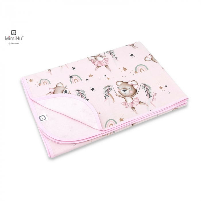 MimiNu - Paturica moale cu doua fete, Dimensiune 75x100 cm, Din bumbac certificat Oeko Tex Standard 100, Design, Little Ballerina Pink [1]