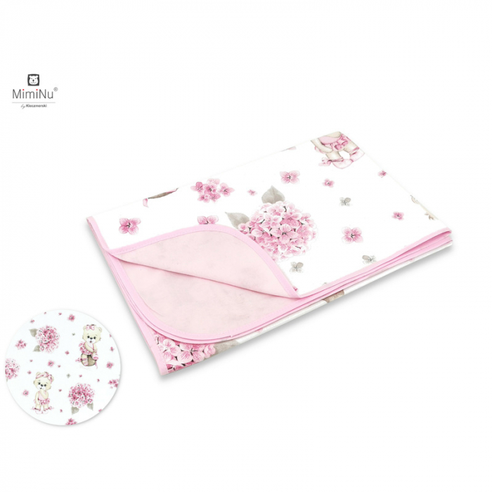 MimiNu - Paturica moale cu doua fete, Dimensiune 75x100 cm, Din bumbac certificat Oeko Tex Standard 100, Design, Pink Ballerina [1]