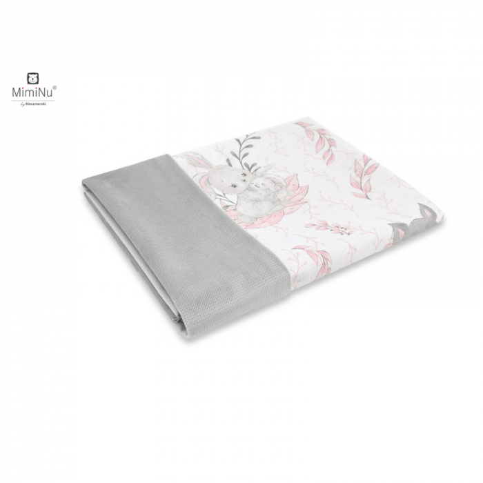 MimiNu - Paturica pufoasa cu doua fete, Dimensiune 75x100 cm, Din tesatura de catifea si bumbac, Materiale certificate Oeko Tex Standard 100, Lulu Rose [1]