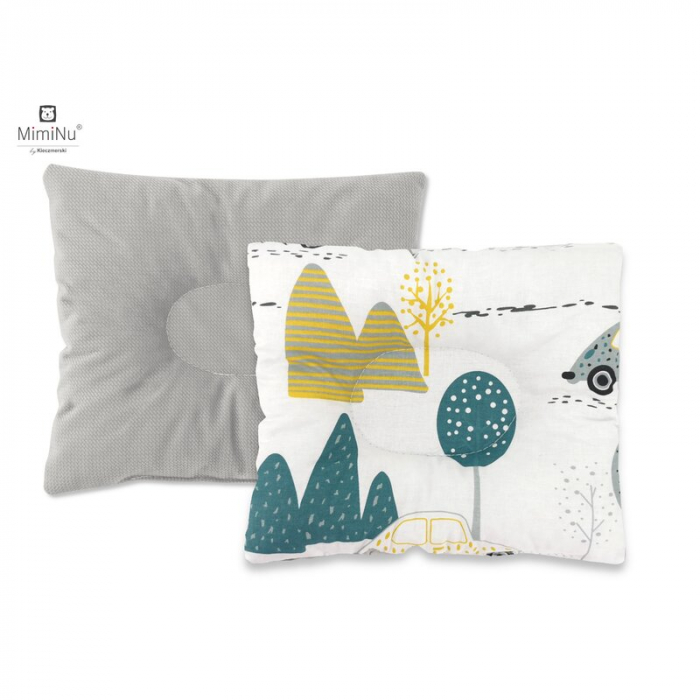 Perna bebelusi profilata, Cu doua fete,functie anti-soc, Pufoasa, Din catifea si bumbac, 23x26 cm, Velvet Childrens Journey Grey [1]