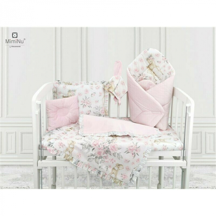 Perna bebelusi profilata, doua fete, functie anti-soc, Pufoasa, Din catifea si bumbac, 23x26 cm, Velvet Sweet Deer/Pink [2]