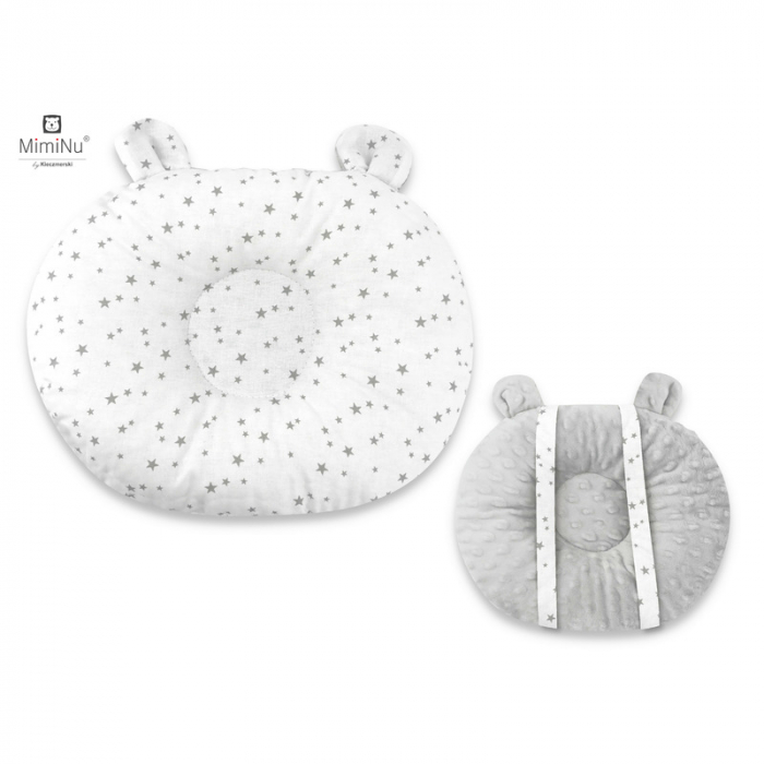 Perna bebelusi Ursulet, Multifunctionala, Cu doua fete, Tesatura pufoasa minky si bumbac, Minky Mini Gray Stars [1]