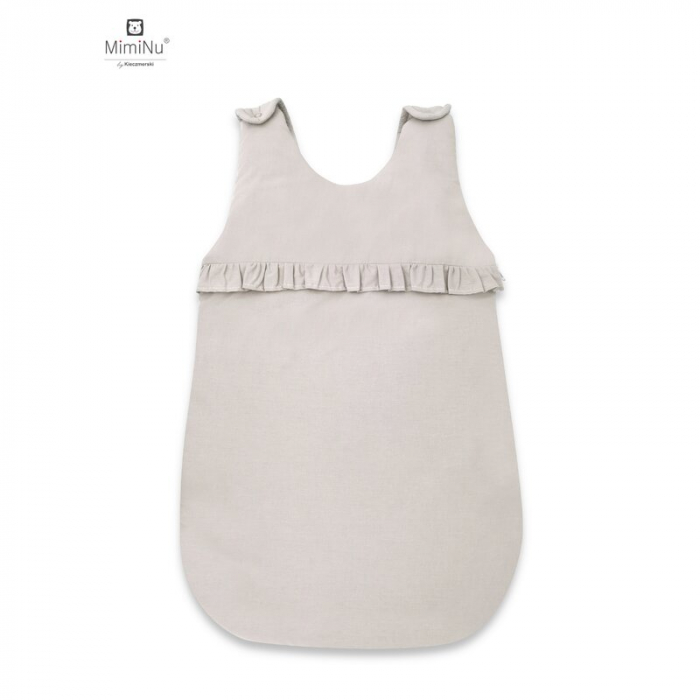 Sac de dormit pentru bebelusi, Cu volanase, Din bumbac , Cu fermoar lateral,capse pe umar, 70 cm, 0 - 6 luni, Colectia Royal, Beige [1]
