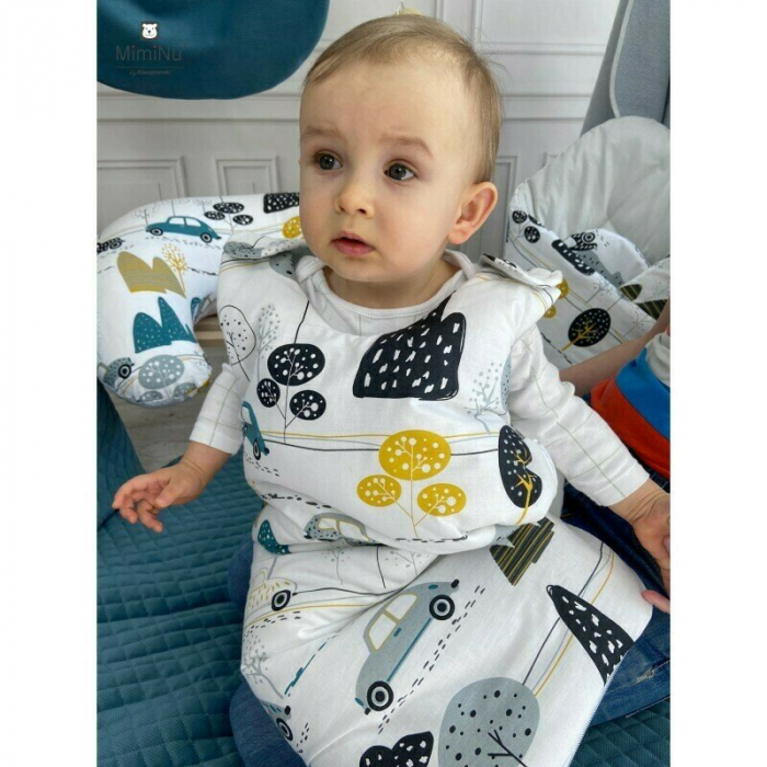 Sac de dormit pentru bebelusi, Din bumbac , Cu fermoar lateral, capse pe umar, 70 cm, 0 - 6 luni, Childrens Journey Grey [2]