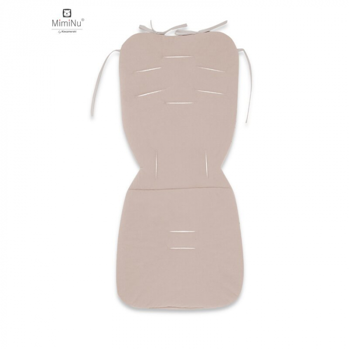MimiNu - Salteluta pentru carucior, Reversibila, Cu doua fete, Din catifea matlasata si bumbac, Materiale certificate Oeko Tex Standard 100, Dimensiune 78 x 34 cm, Design, Zoo on Bikes Nugat/Beige [2]