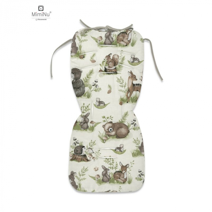 MimiNu - Salteluta pentru carucior, Reversibila, Cu doua fete, Din catifea matlasata si bumbac, Materiale certificate Oeko Tex Standard 100, Dimensiune 78 x 34 cm, Design, Calm Forest Natural/Nugat [1]