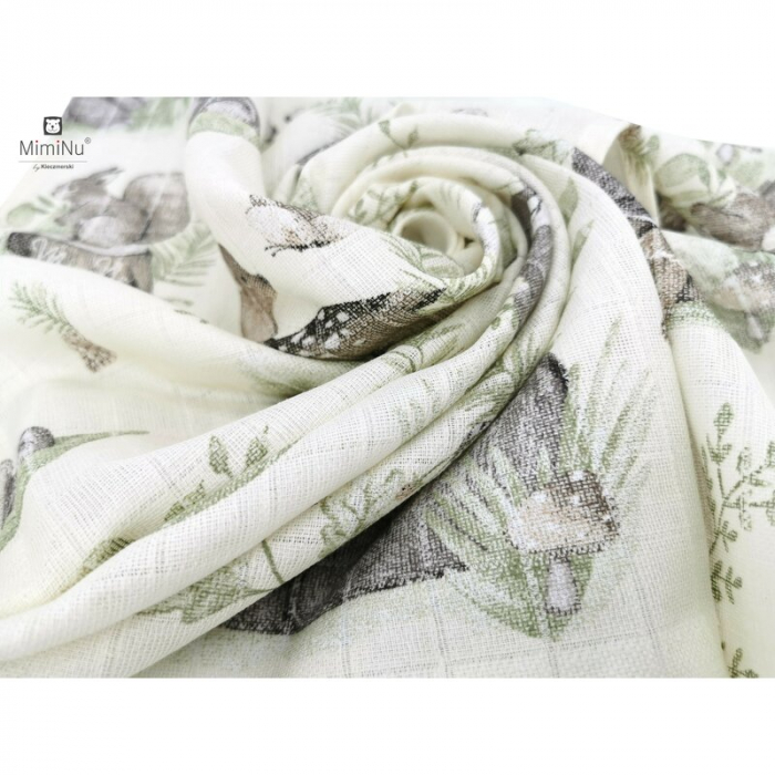 MimiNu - Scutec tetra din bumbac, Refolosibil, Cu multiple intrebuintari, Dimensiune 70x80 cm, Din bumbac certificat Oeko Tex Standard 100, Design, Calm Forest Natural [2]