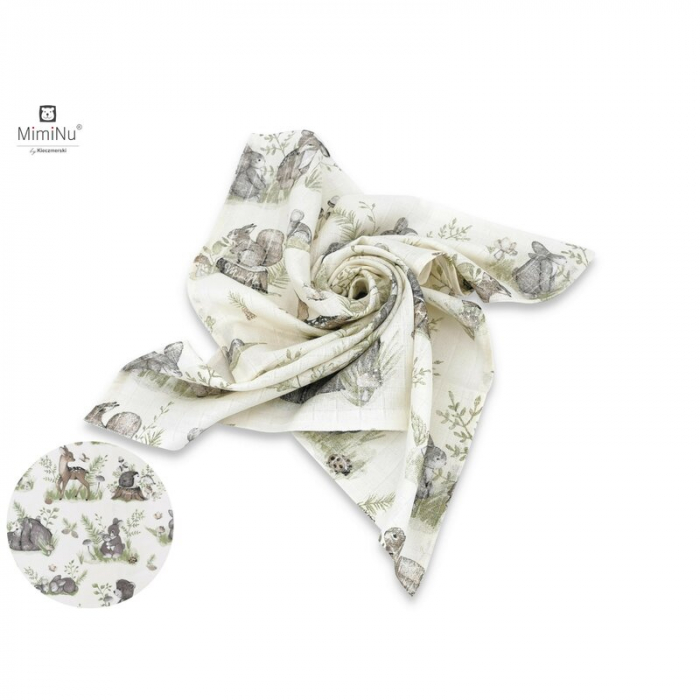 MimiNu - Scutec tetra din bumbac, Refolosibil, Cu multiple intrebuintari, Dimensiune 70x80 cm, Din bumbac certificat Oeko Tex Standard 100, Design, Calm Forest Natural [3]
