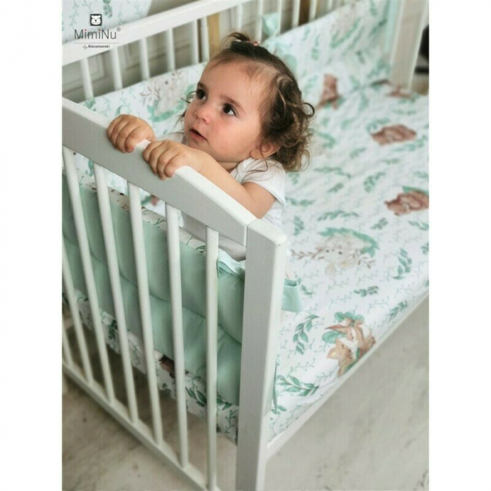 MimiNu - Set lenjerie patut 5 piese, Cu pilota si perna, Din bumbac certificat Oeko Tex Standard 100, Pentru patut 120x60 cm, Lulu Natural [3]