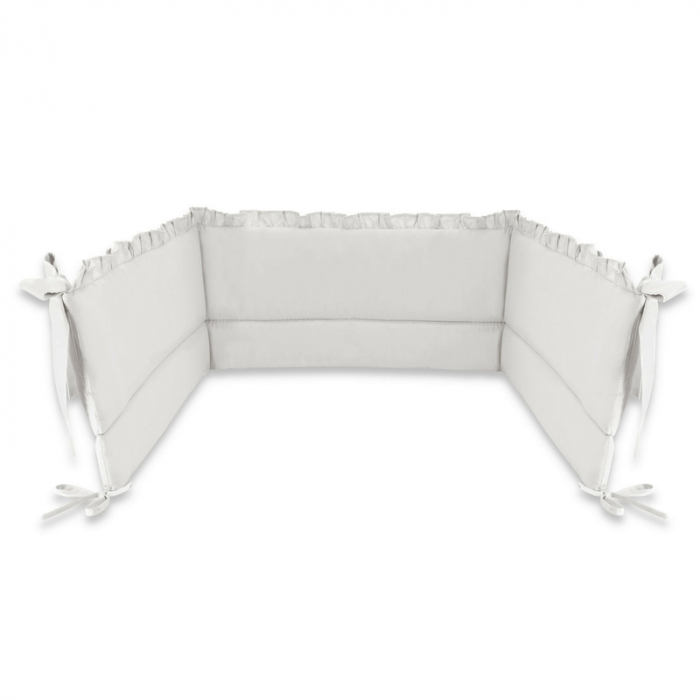 MimiNu - Set lenjerie patut 5 piese, Cu volanase, Cu pilota si perna, Din bumbac certificat Oeko Tex Standard 100, Pentru patut 120x60 cm, Colectia Royal, Grey [3]