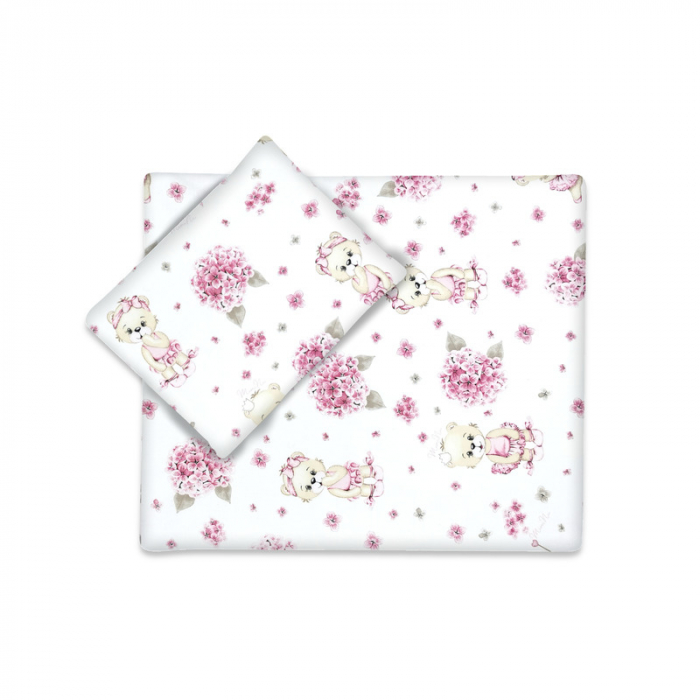 MimiNU - Set pentru carucior cu pernuta si paturica, Cu huse detasabile si lavabile, Din bumbac certificat Oeko Tex Standard 100, Design, Pink Ballerina [1]