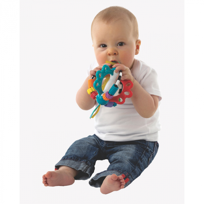 Minge cu activitati pentru bebelusi, Cu diferite texturi si suprafete, 11.5 cm, Explore-a-Ball, Playgro [3]