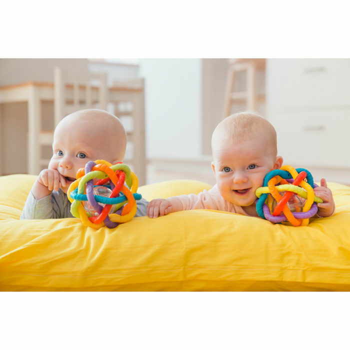 Minge cu activitati, Playgro, Pentru bebelusi, Cu zornaitoare, Dimensiune mare, Bendy Ball [6]