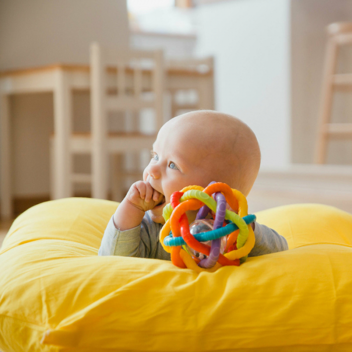 Minge cu activitati, Playgro, Pentru bebelusi, Cu zornaitoare, Dimensiune mare, Bendy Ball [5]