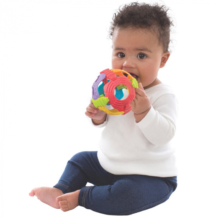 Minge zornaitoare, Playgro, Cu diverse forme si texturi, 6 luni+, Shake Rattle & Roll Ball [2]