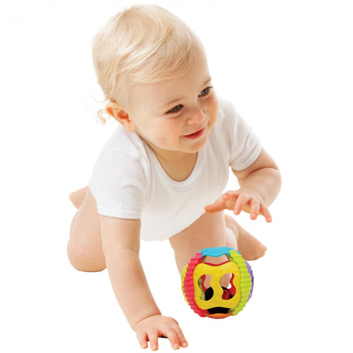 Minge zornaitoare, Playgro, Cu diverse forme si texturi, 6 luni+, Shake Rattle & Roll Ball [3]