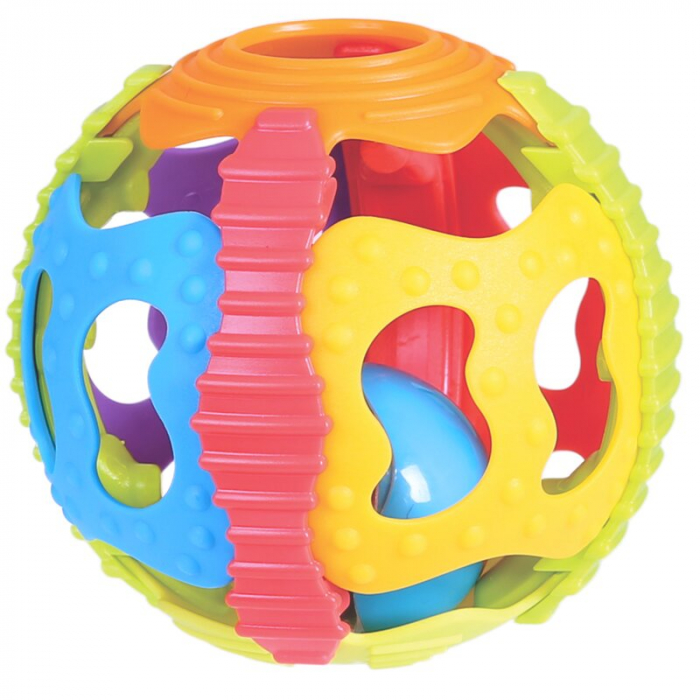 Minge zornaitoare, Playgro, Cu diverse forme si texturi, 6 luni+, Shake Rattle & Roll Ball [1]