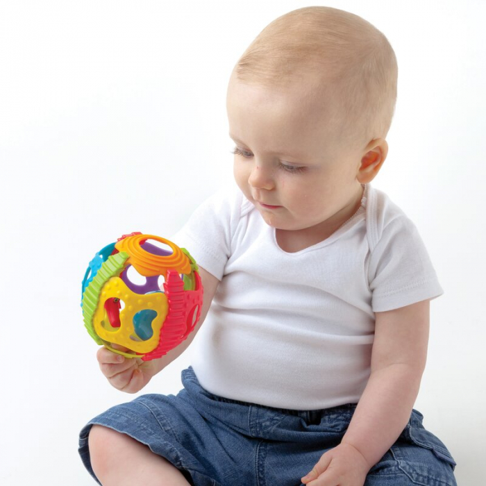 Minge zornaitoare, Playgro, Cu diverse forme si texturi, 6 luni+, Shake Rattle & Roll Ball [7]