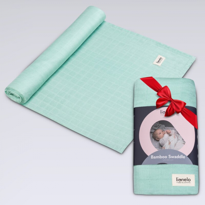 Muselina, Lionelo, Multifunctionala, Din bambus, Ideala pentru infasat, Cu proprietati antibacteriene, antifungice si antialergice, Lavabila la masina de spalat, 120x120 cm, Verde [6]