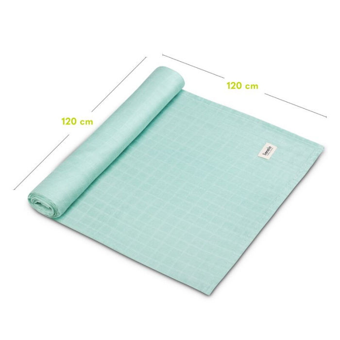 Muselina, Lionelo, Multifunctionala, Din bambus, Ideala pentru infasat, Cu proprietati antibacteriene, antifungice si antialergice, Lavabila la masina de spalat, 120x120 cm, Verde [7]