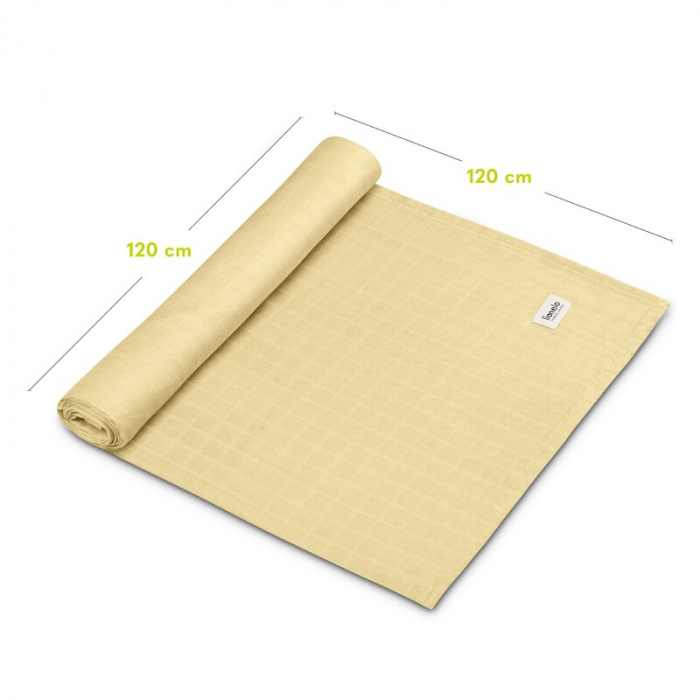 Muselina, Lionelo, Multifunctionala, Din bambus, Ideala pentru infasat, Cu proprietati antibacteriene, antifungice si antialergice, Lavabila la masina de spalat, 120x120 cm, Galben [7]