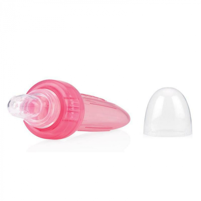 Nuby - Dispozitiv de hranire, Pentru alimente lichide sau semi-solide, Silicon, Fara BPA, 6+ luni, Roz [1]