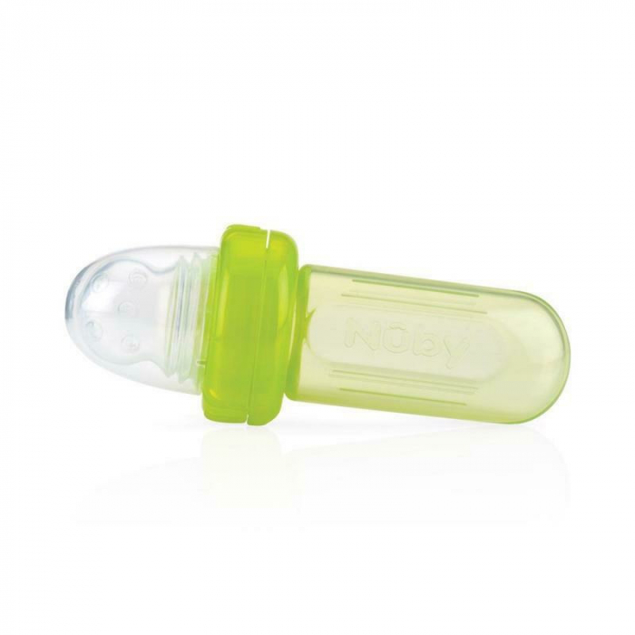 Nuby - Dispozitiv de hranire, Pentru alimente lichide sau semi-solide, Silicon, Fara BPA, 6+ luni, Verde [1]