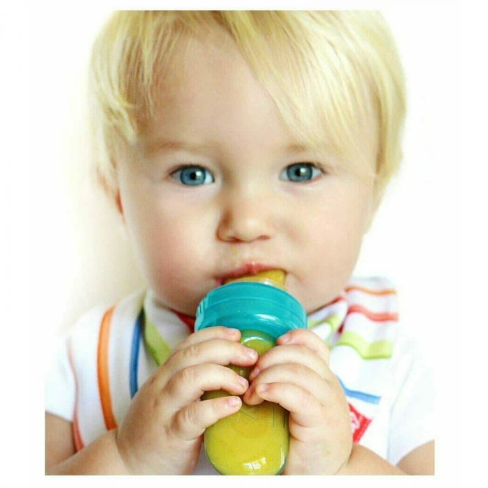 Nuby - Dispozitiv de hranire, Pentru alimente lichide sau semi-solide, Silicon, Fara BPA, 6+ luni, Verde [3]