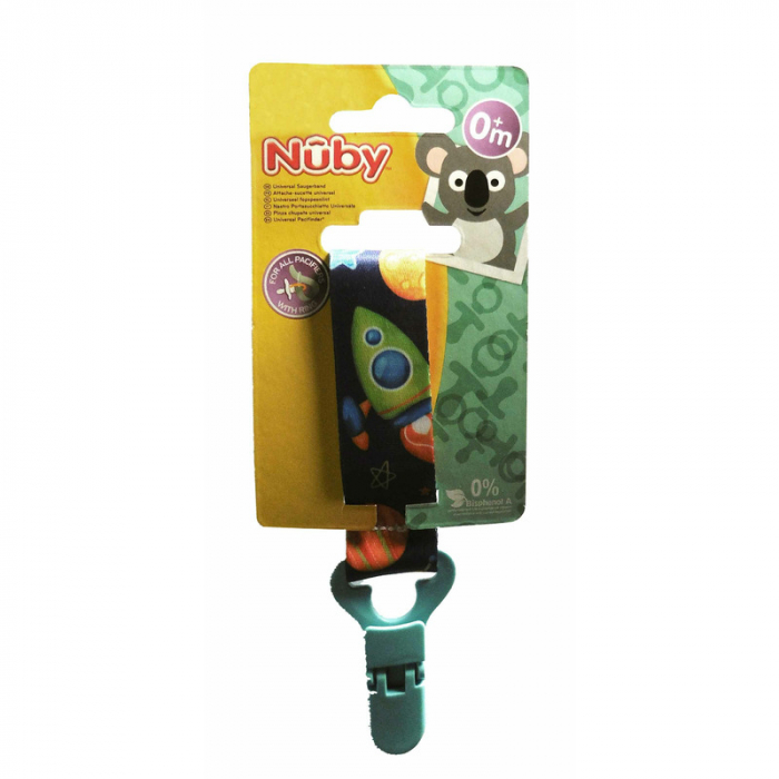 Nuby - Lant suzeta, Textil, Fara BPA, 0+, Flamingo, Roz [2]