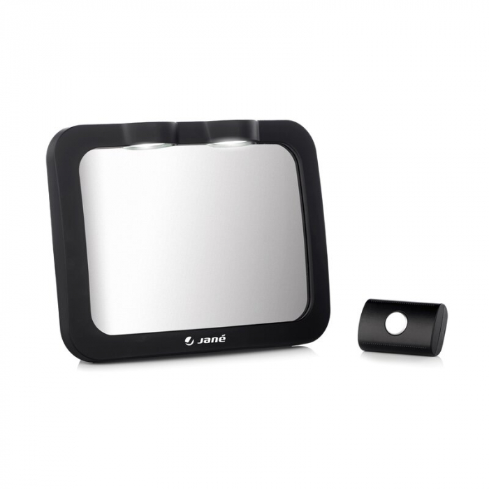 Oglinda auto, Jane, Pentru masina, Cu iluminare LED, Include telecomanda pentru pornire si oprire usoara, Din sticla rezistenta la spargere, 28 x 7 x 20 cm, Black [1]